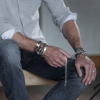 men's personalised sterling silver bead bracelet