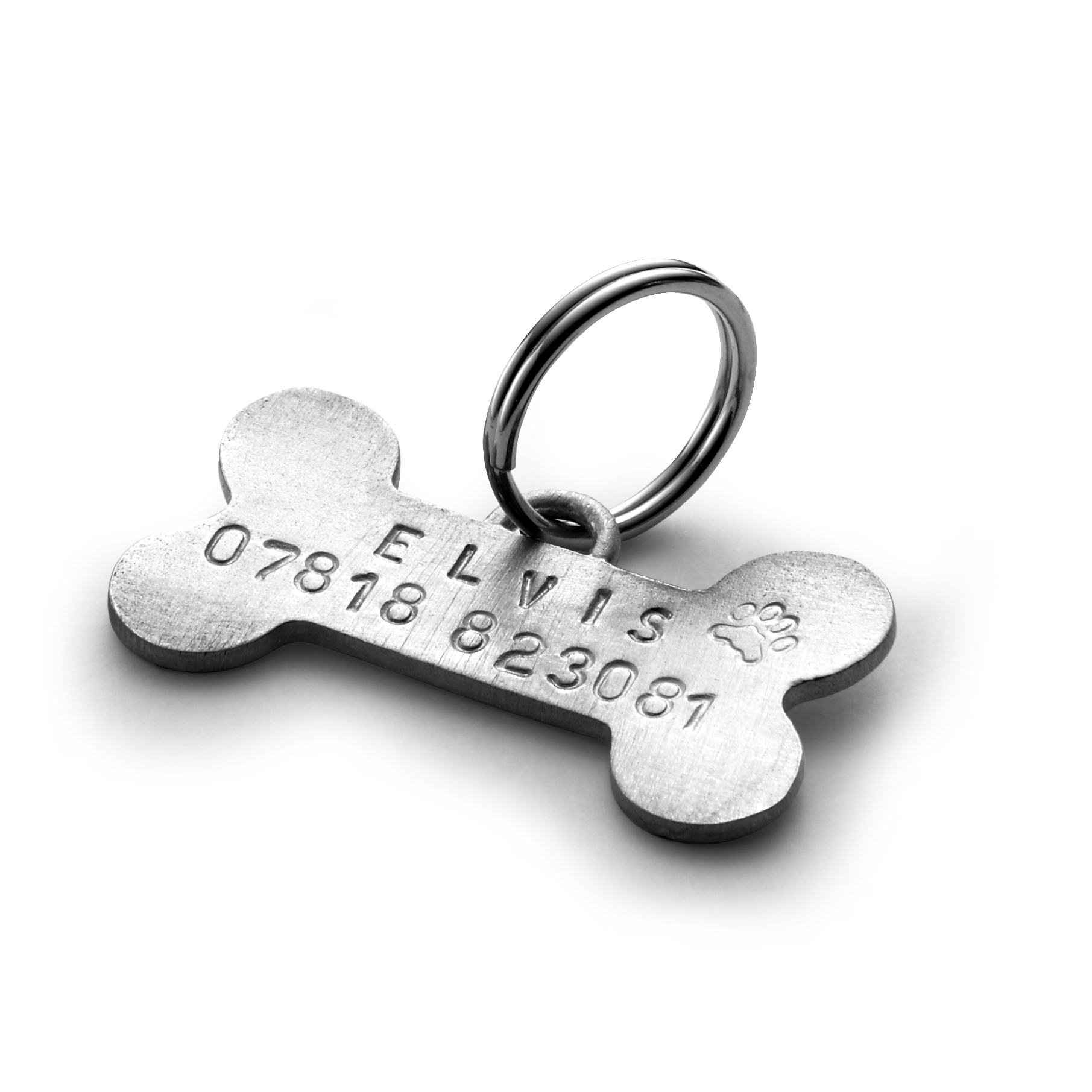 personalised silver bone pet tag