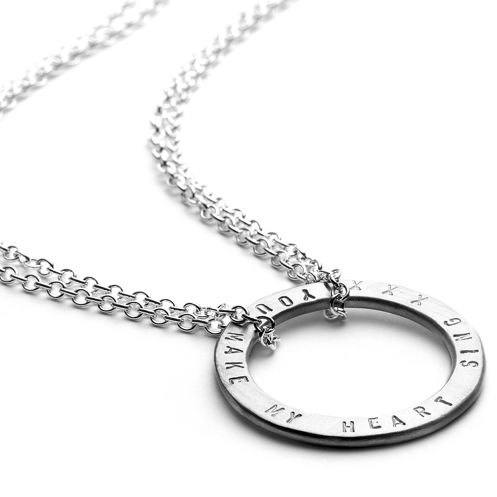 sterling silver personalised halo charm necklace