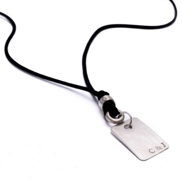 men's silver dog tag necklace
