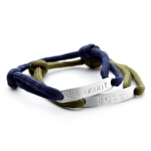 men's luxury personalised sterling silver cord id bracelet