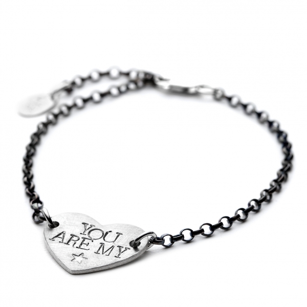 personalised sterling silver heart bracelet