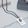 sterling silver men's personalised dog tag necklace