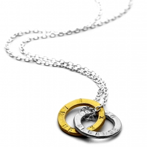 entwined halo personalised sterling silver and gold necklace
