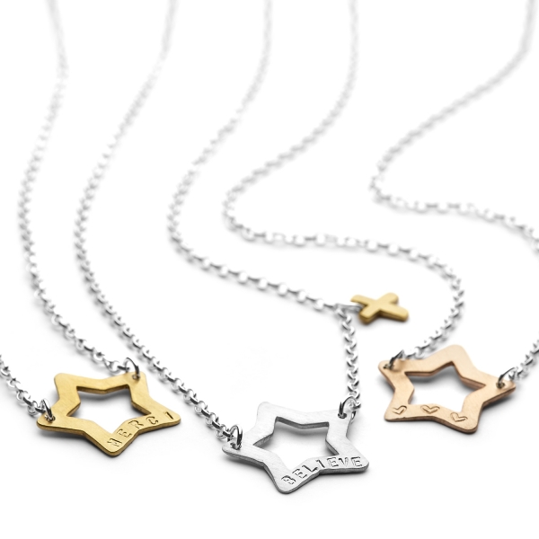 personalised sterling silver star necklace