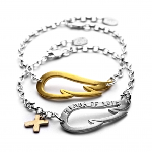 personalised sterling silver wing bracelet