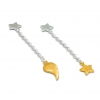 sterling silver star chain drop earrings