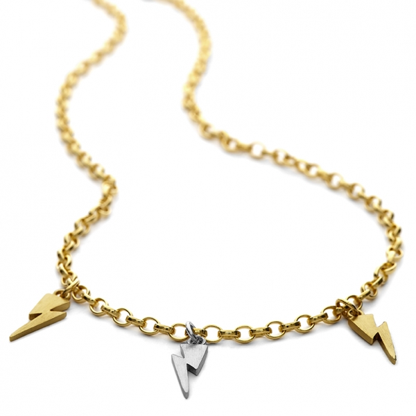sterling silver and gold bolt necklace