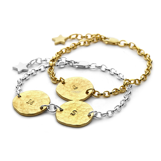 personalised sterling silver and gold plate charm bracelet