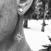 silver star chain drop earrings