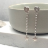 chain drop sterling silver heart earrings