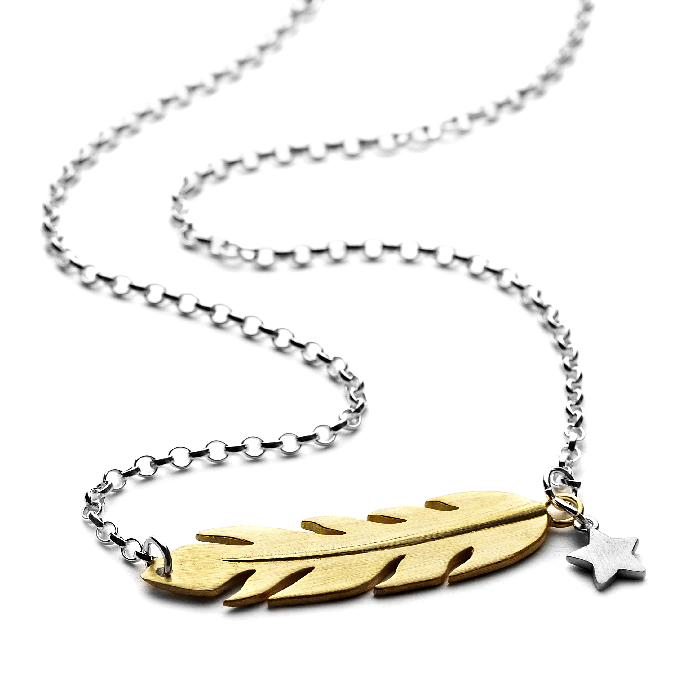 gold feather necklace