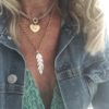 sterling silver feather charm necklace