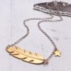 sterling silver and gold feather necklace