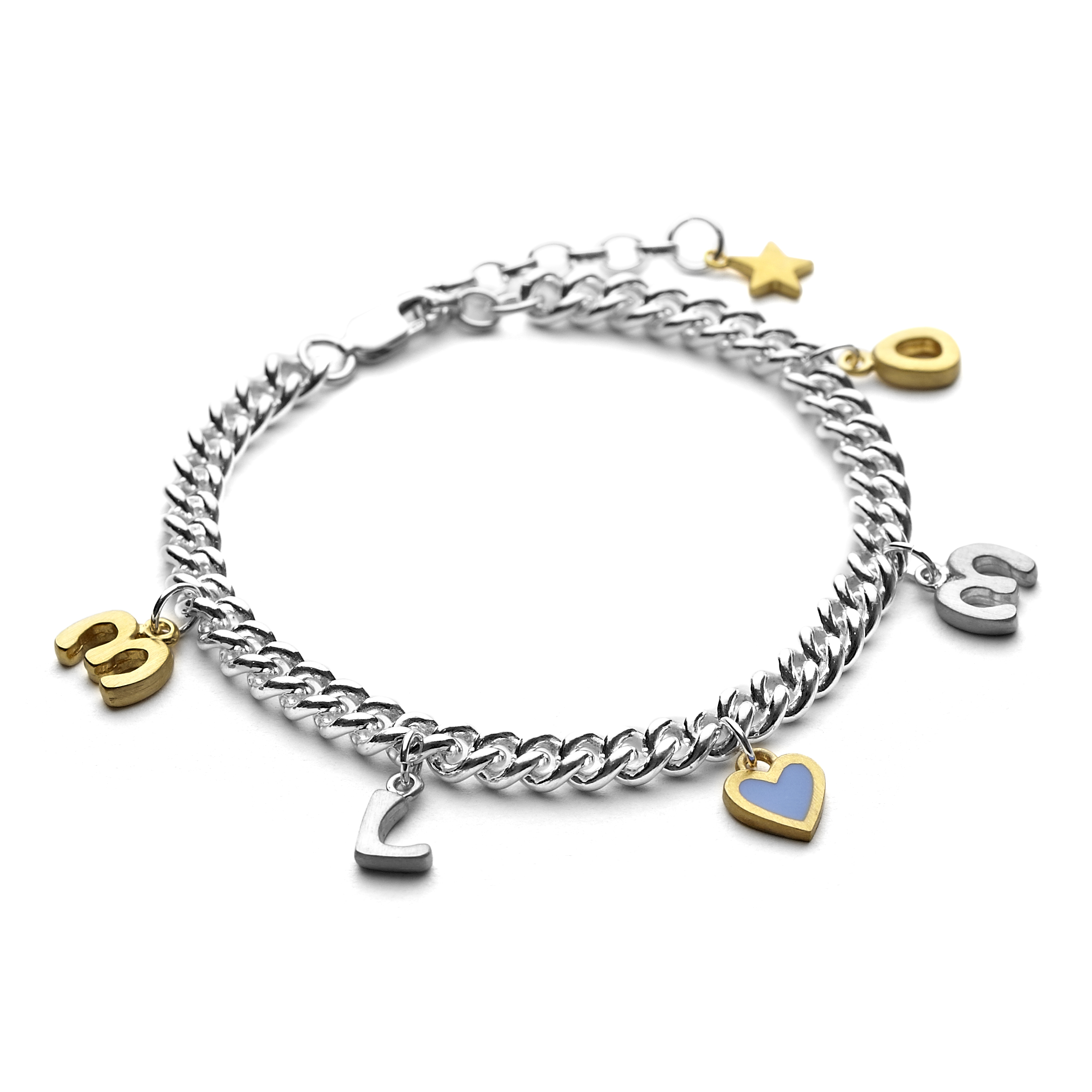 sterling silver charm letter bracelet