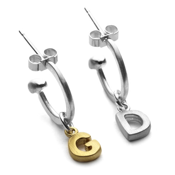 sterling silver letter hoop earrings
