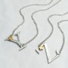 gold plate large initial necklace