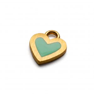 small gold enamelled heart charm