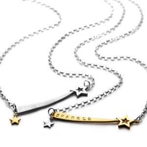 sterling silver shooting star charm necklace