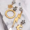 sterling silver star earrings with gold charms