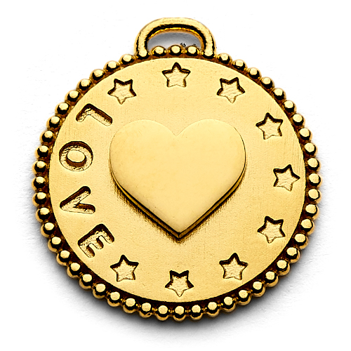 love charm gold plate sterling silver