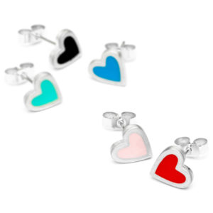 sterling silver heart stud earrings
