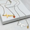 gold heartbeat necklace with sterling silver chain