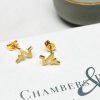 gold plate and sterling silver heartbeat stud earrings