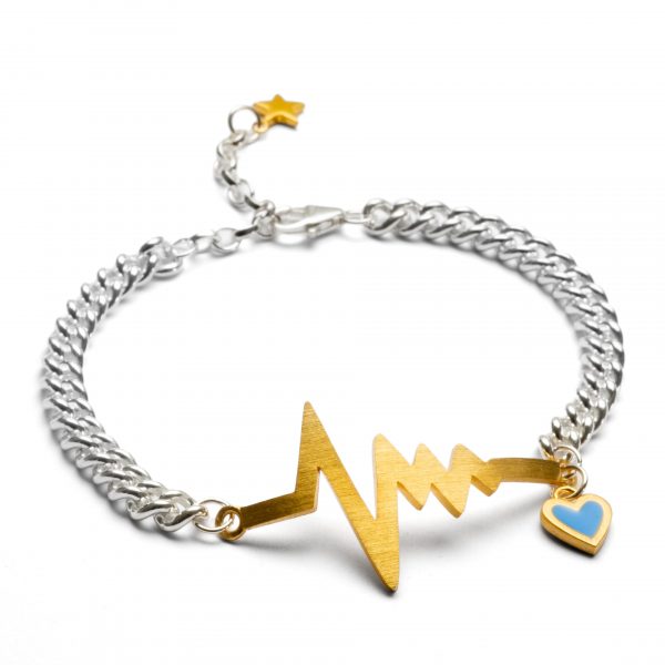 chunky heartbeat bracelet in sterling silver