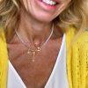 sterling silver and gold plate safety pin charm necklace