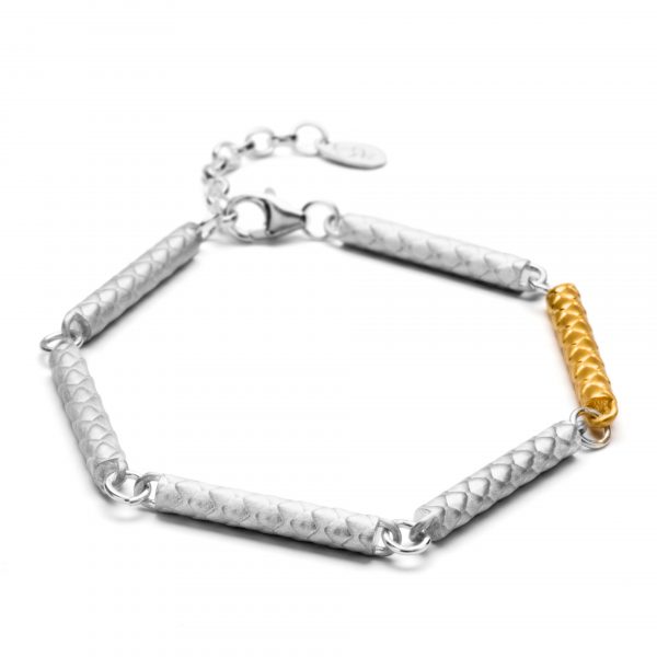 sterling silver and gold plate bar link bracelet