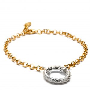 gold plate sterling silver bracelet with halo charm