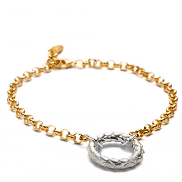 gold plate sterling silver bracelet with halo charm