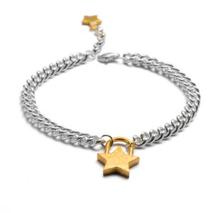 chunky star sterling silver charm bracelet