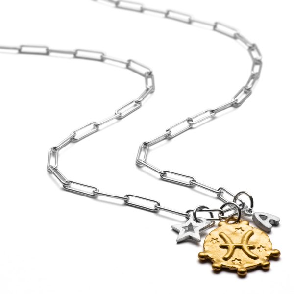 heavy sterling silver zodiac charm necklace