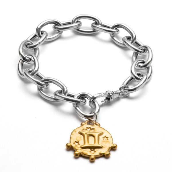 chunky sterling silver zodiac charm bracelet
