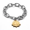 sterling silver zodiac charm bracelet with golf plate charms