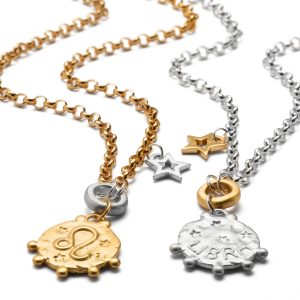 sterling silver and gold zodiac charm necklace