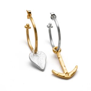 sterling silver anchor hoop earrings