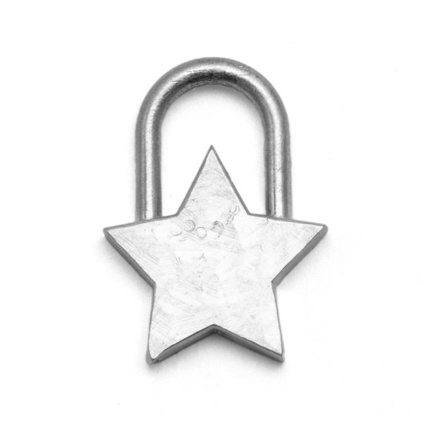 chunky star padlock charm in sterling silver