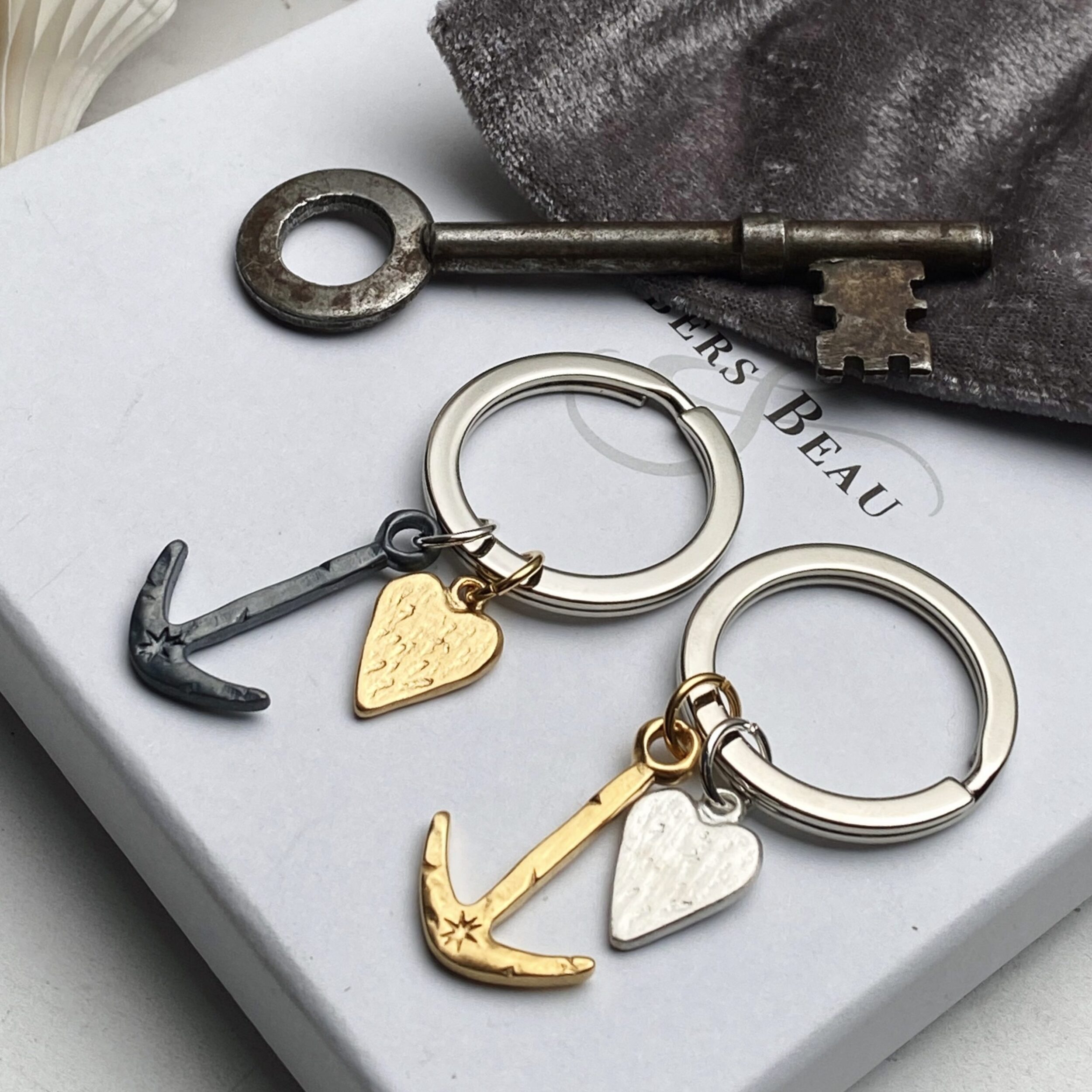 keyring with sterling silver charms