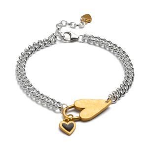 chunky sterling silver heart bracelet