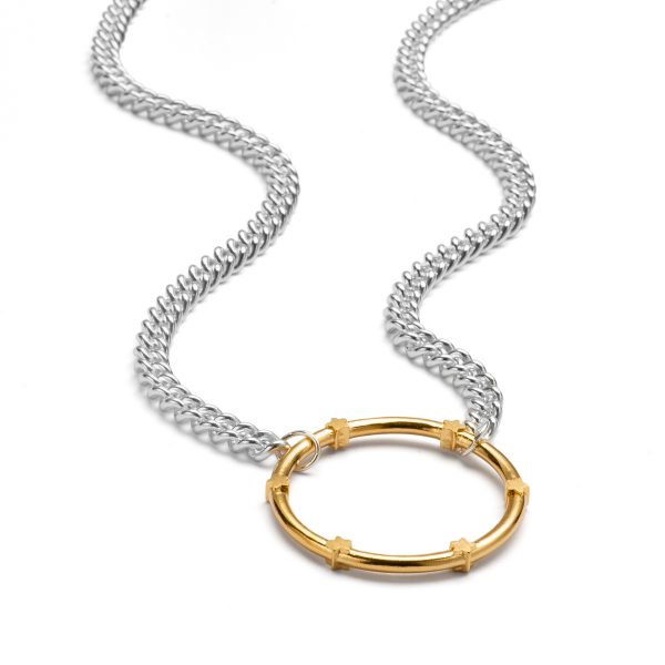 gold hoop necklace with stars