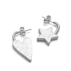sterling silver heart and star earrings