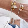 chunky coral sterling silver charm bracelet