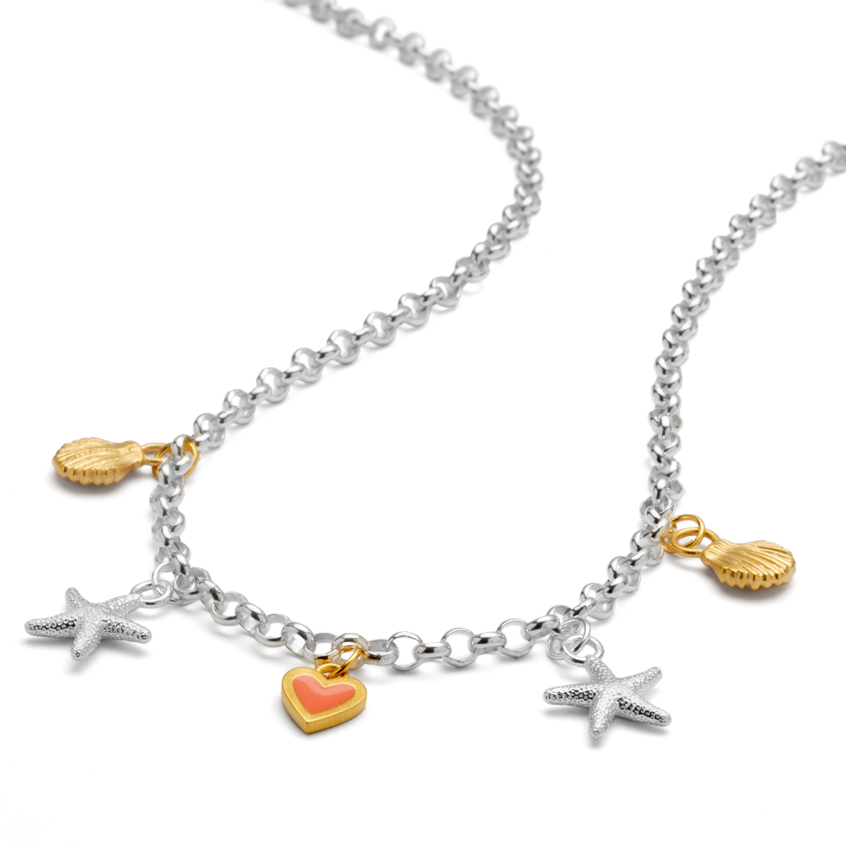 starfish and clam shell charm necklace