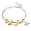 gold plate coral charm bracelet
