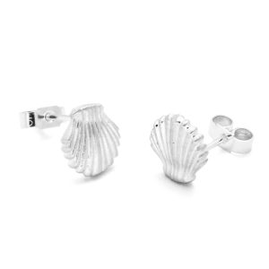 clamshell studs in sterling silver