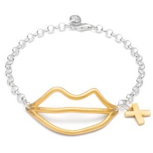 sterling silver bracelet with gold lips