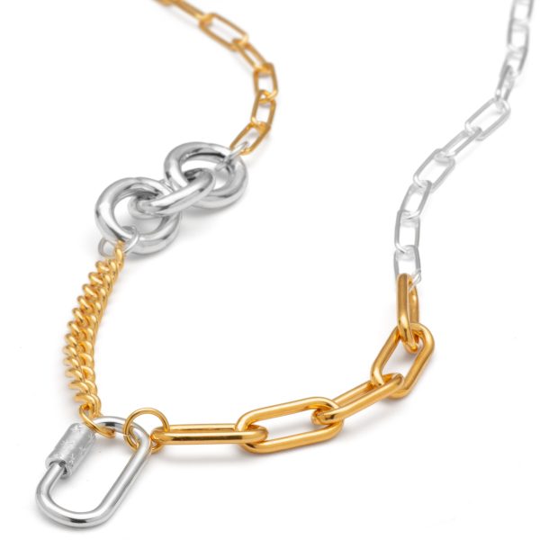 mixed chain necklace sterling silver and gold plate